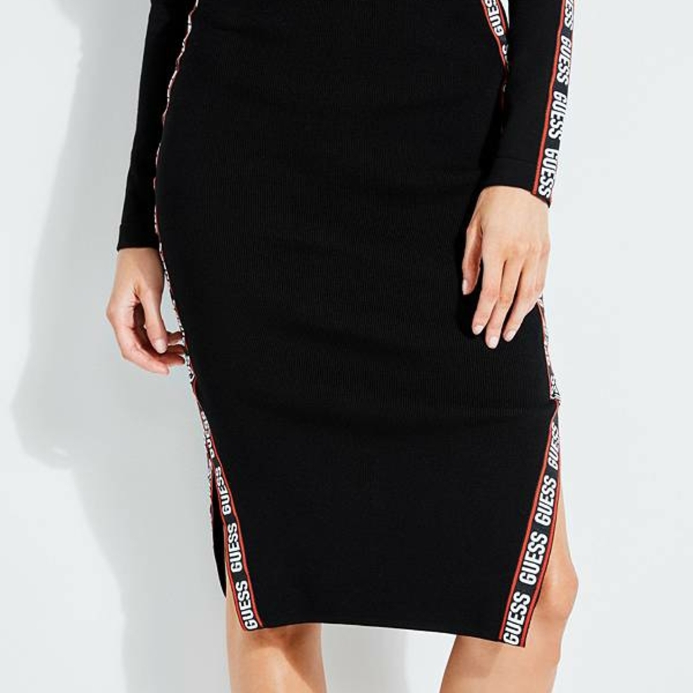 GUESS Black Dress with Logo Trim